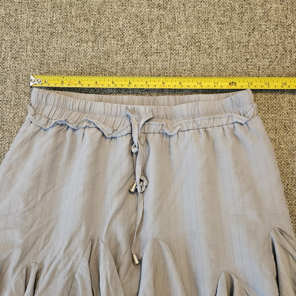 The Impeccable Pig Skort Sz S Flouce Detail & Drawstring Chambray Blue Stripped - Picture 8 of 14